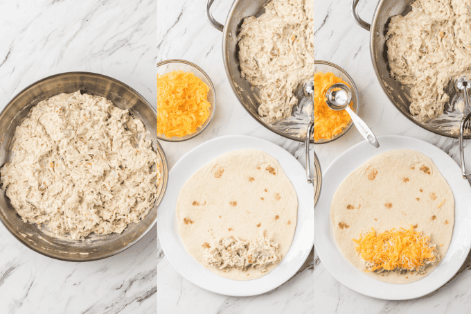 First set of process photos for Creamy Chicken Enchiladas.