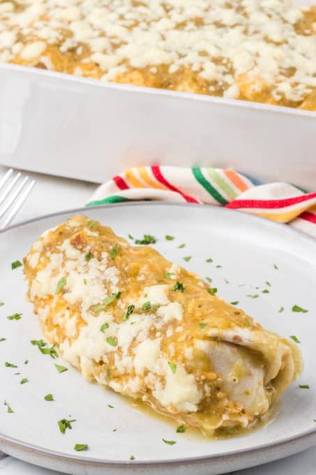 Cheese and chicken enchiladas.