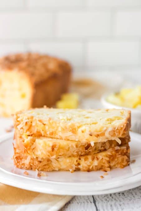 Slices of quick bread with pineapple.