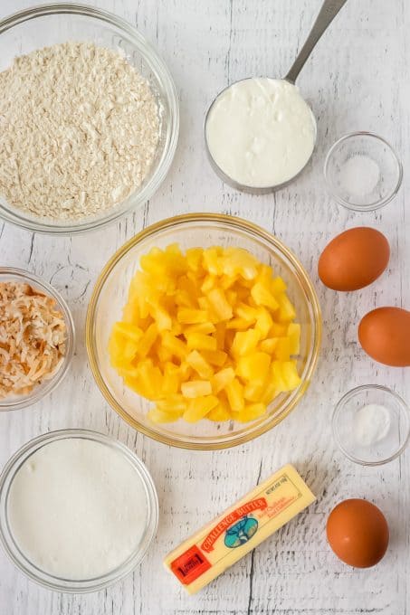 Ingredients for pineapple bread.