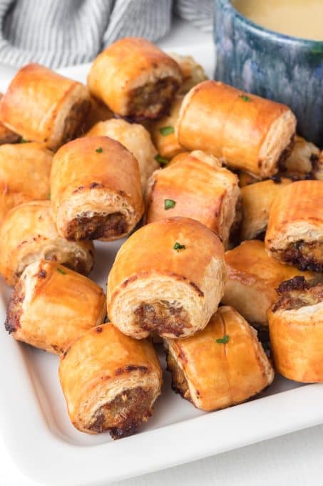 Savory sausage wrapped in puff pastry.