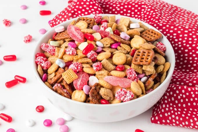 A bowlful of Valentine's Day Snack Mx.