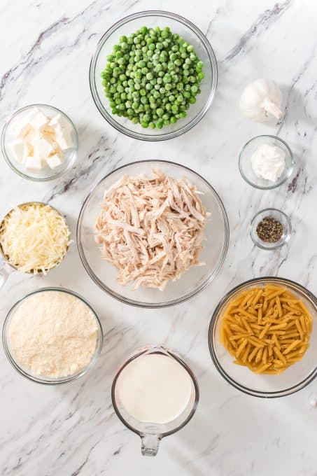 Ingredients for Chicken Alfredo Casserole