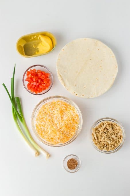 Ingredients for Chicken Quesadilla.