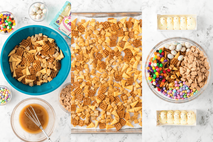 Easter Chex Mix Process Photos