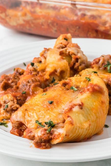 Cottage cheese filled stuffed shells.