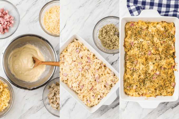 Chicken Cordon Bleu Casserole process photos