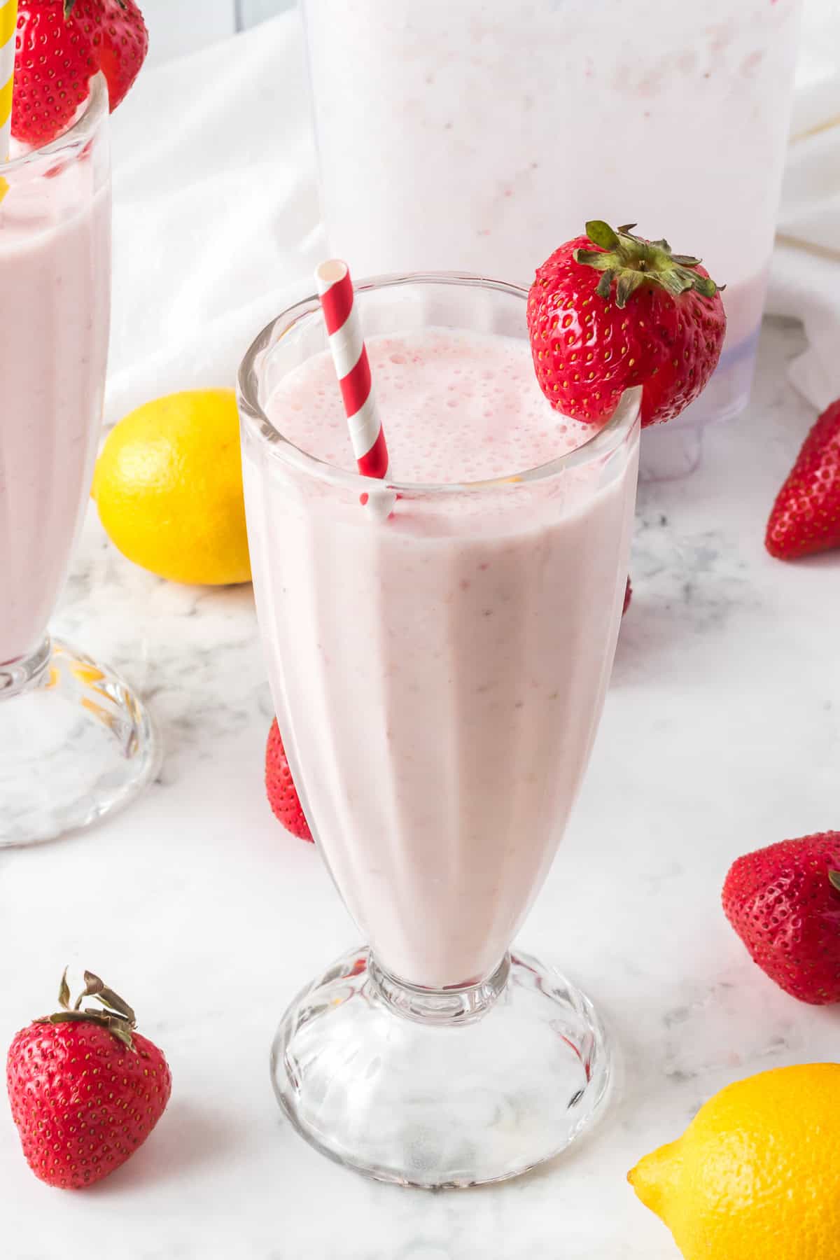 Frosted Lemonade with strawberries.