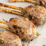 Marinated cuts of roasted lamb.