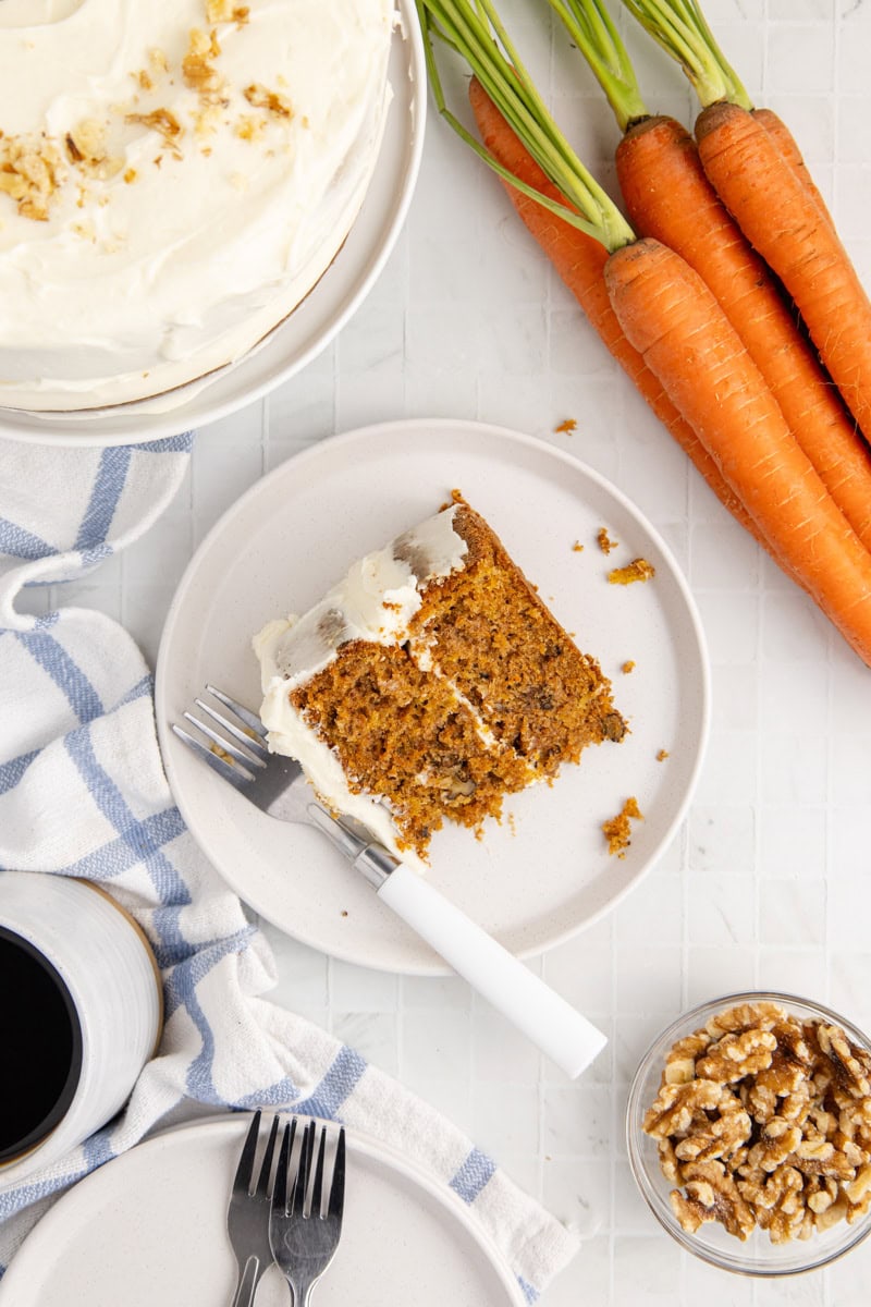 A slice of a carrot pineapple cake.