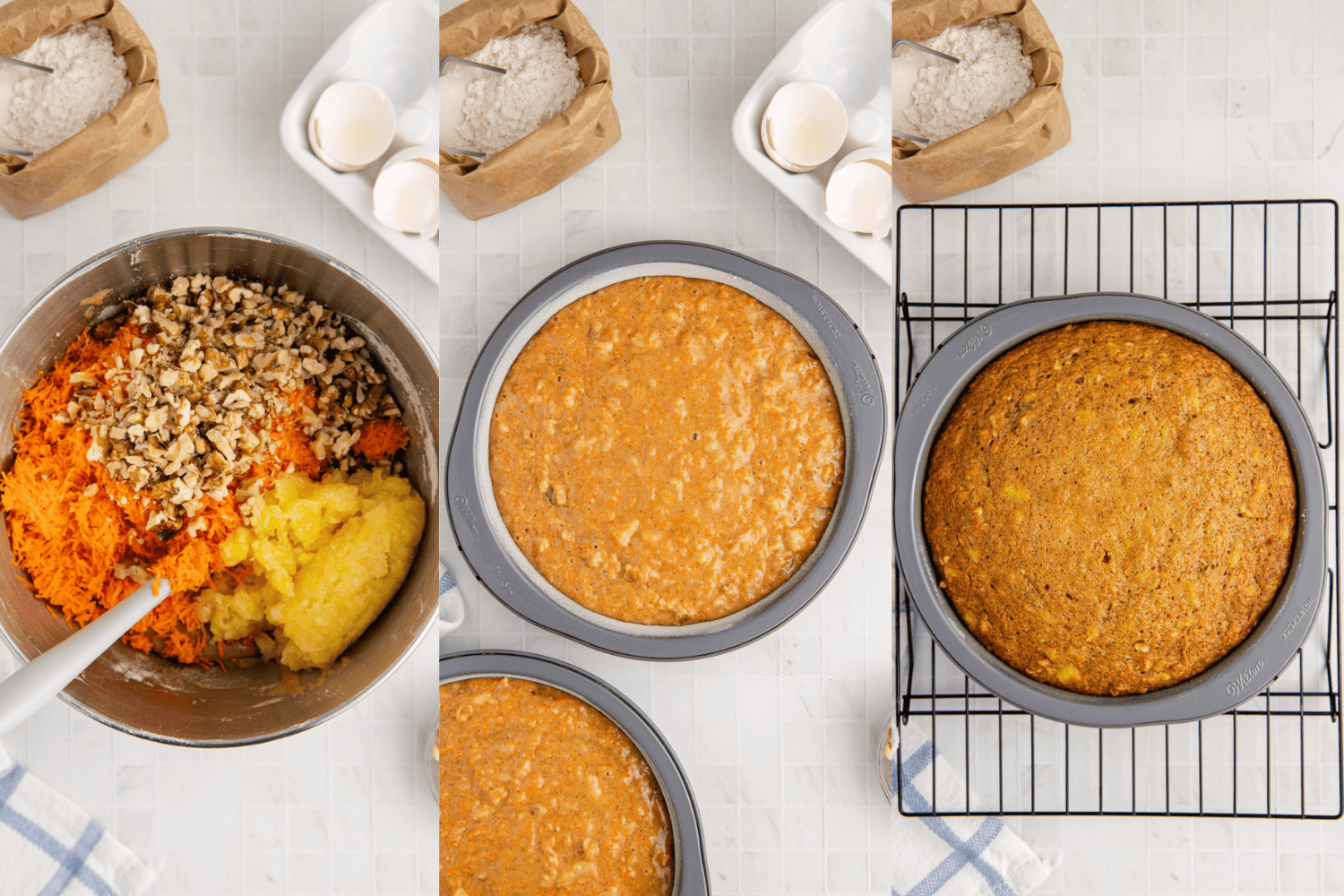 Second set of process photos for Pineapple Carrot Cake.