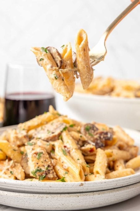 Mushroom Pasta with chicken.