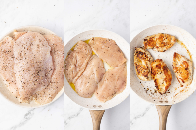 First set of process photos for Chicken Mushroom Pasta.