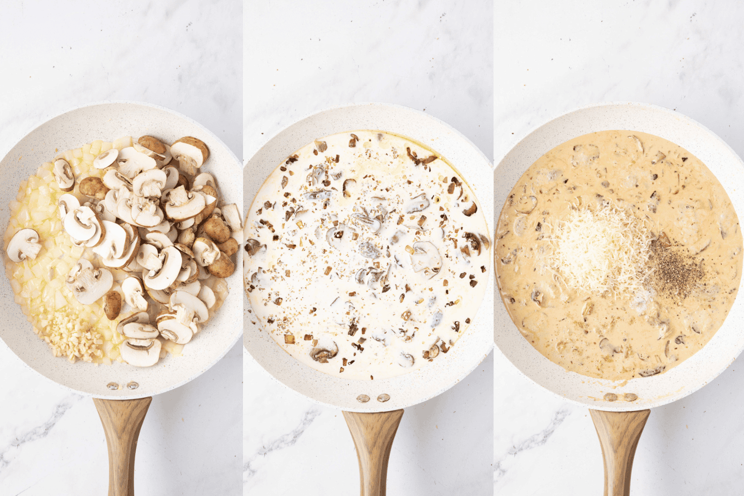 Second set of process photos for Chicken Mushroom Pasta.