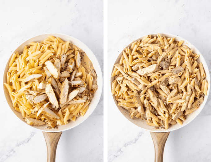 Third set of process photos for Chicken Mushroom Pasta.