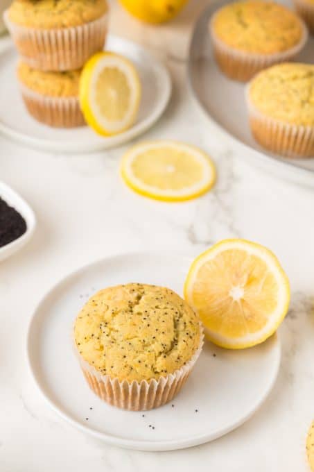 Citrus flavored poppy seed muffins.