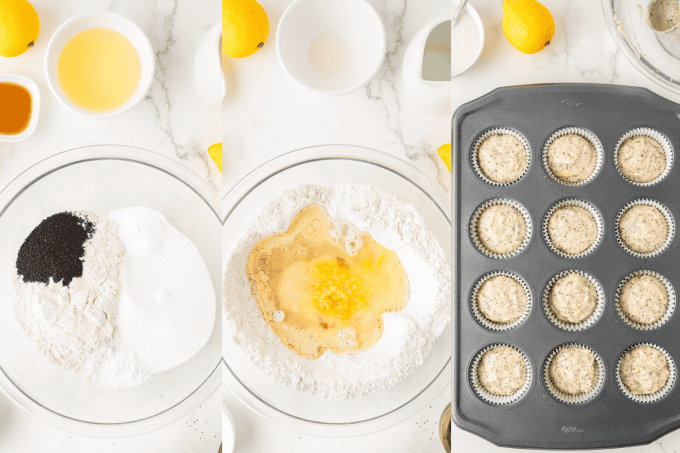 Process Photos for Lemon Poppy Seed Muffins.