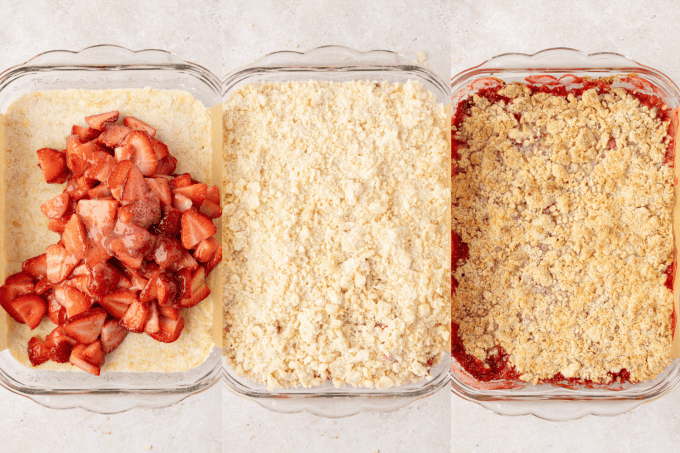 Third set of process photos for Easy Strawberry Bars.
