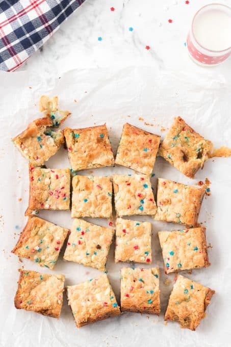 Red, white, and blue Butter Bars ready for eating!