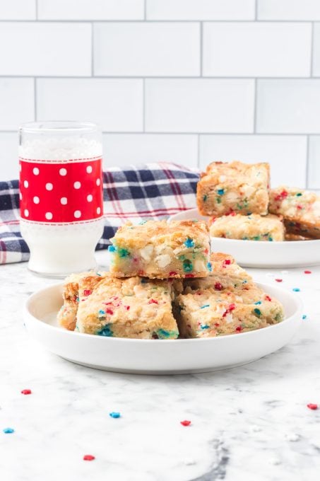 A plate of patriotic Gooey Bars.