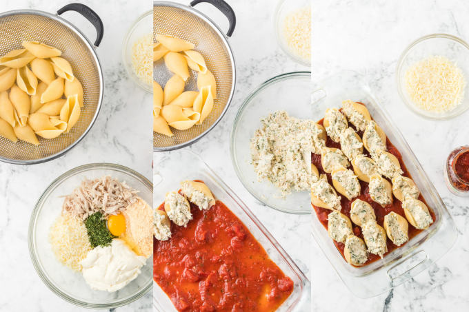 Process photos for Chicken Stuffed Shells