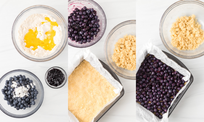 Process photos for Blueberry Bars