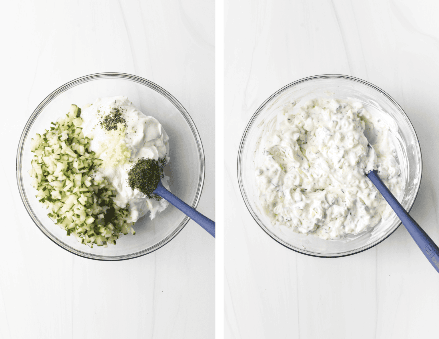 Easy Tzatziki Sauce process photos.