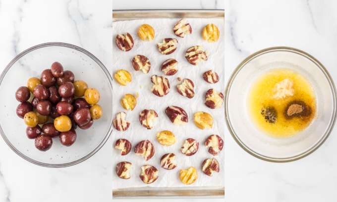 First set of process photos for Loaded Smashed Potatoes.