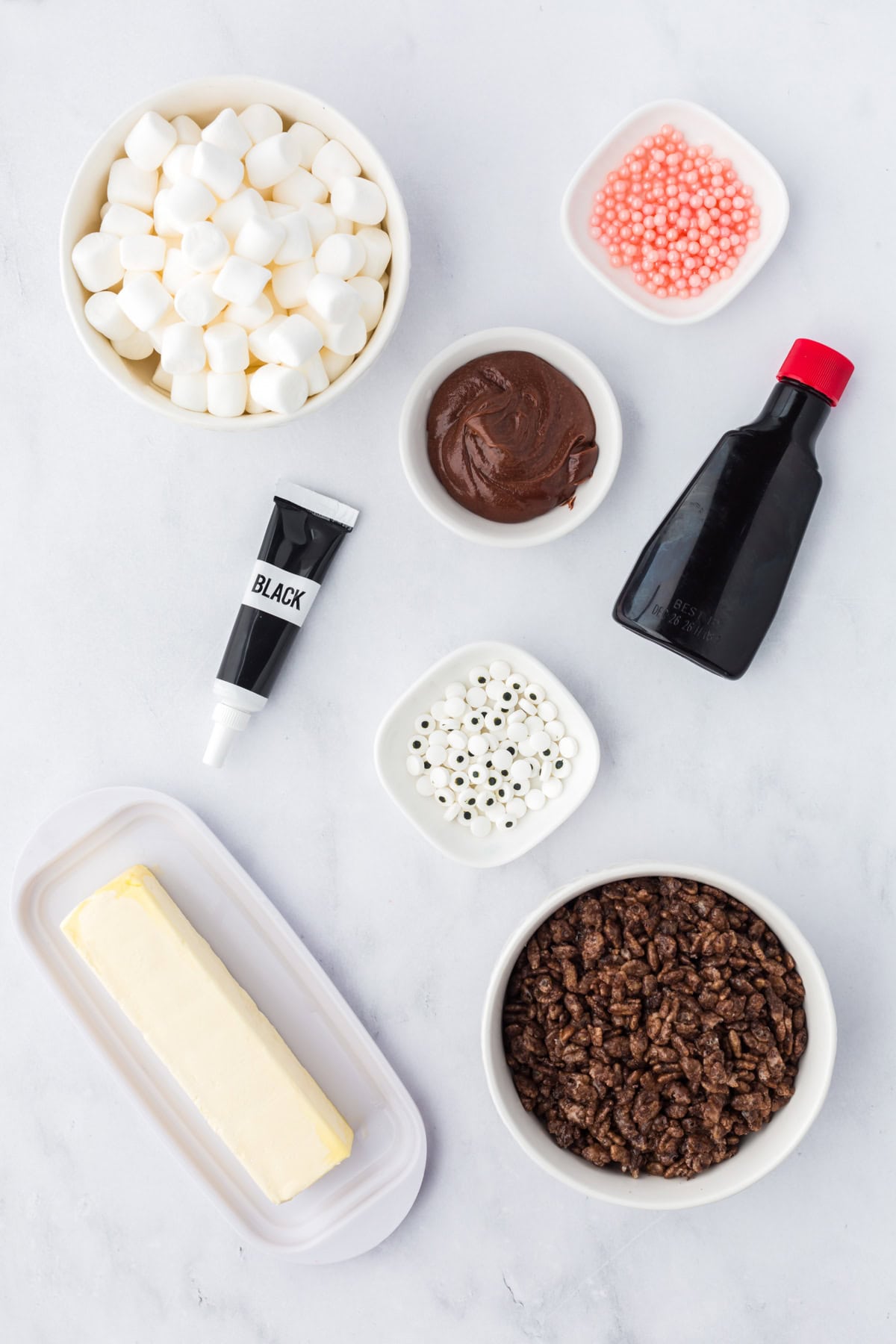 Ingredients for Halloween Black Cats Rice Krispie Treats