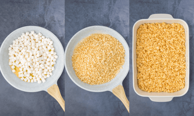 Process photos for Halloween Ghosts Rice Krispie Treats.