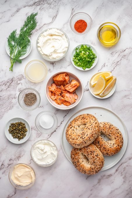 Ingredients for Smoked Salmon Dip.