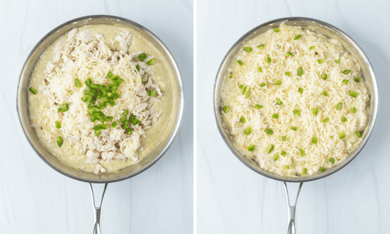 Process photos for Chicken Enchilada Dip.