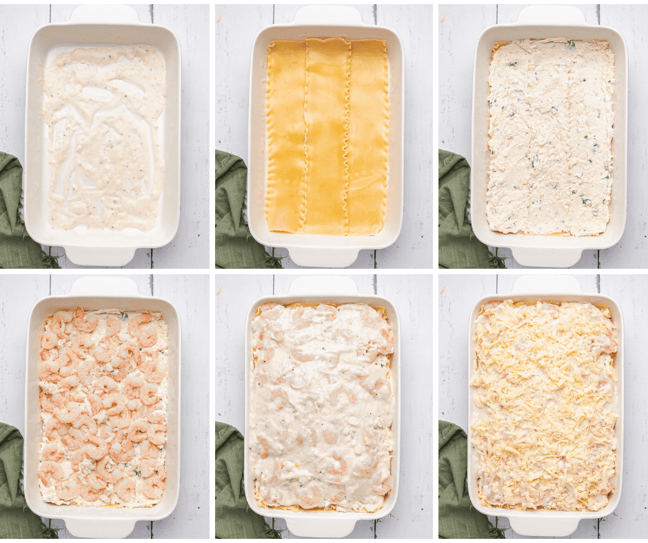 Second set of Seafood Lasagna process photos.