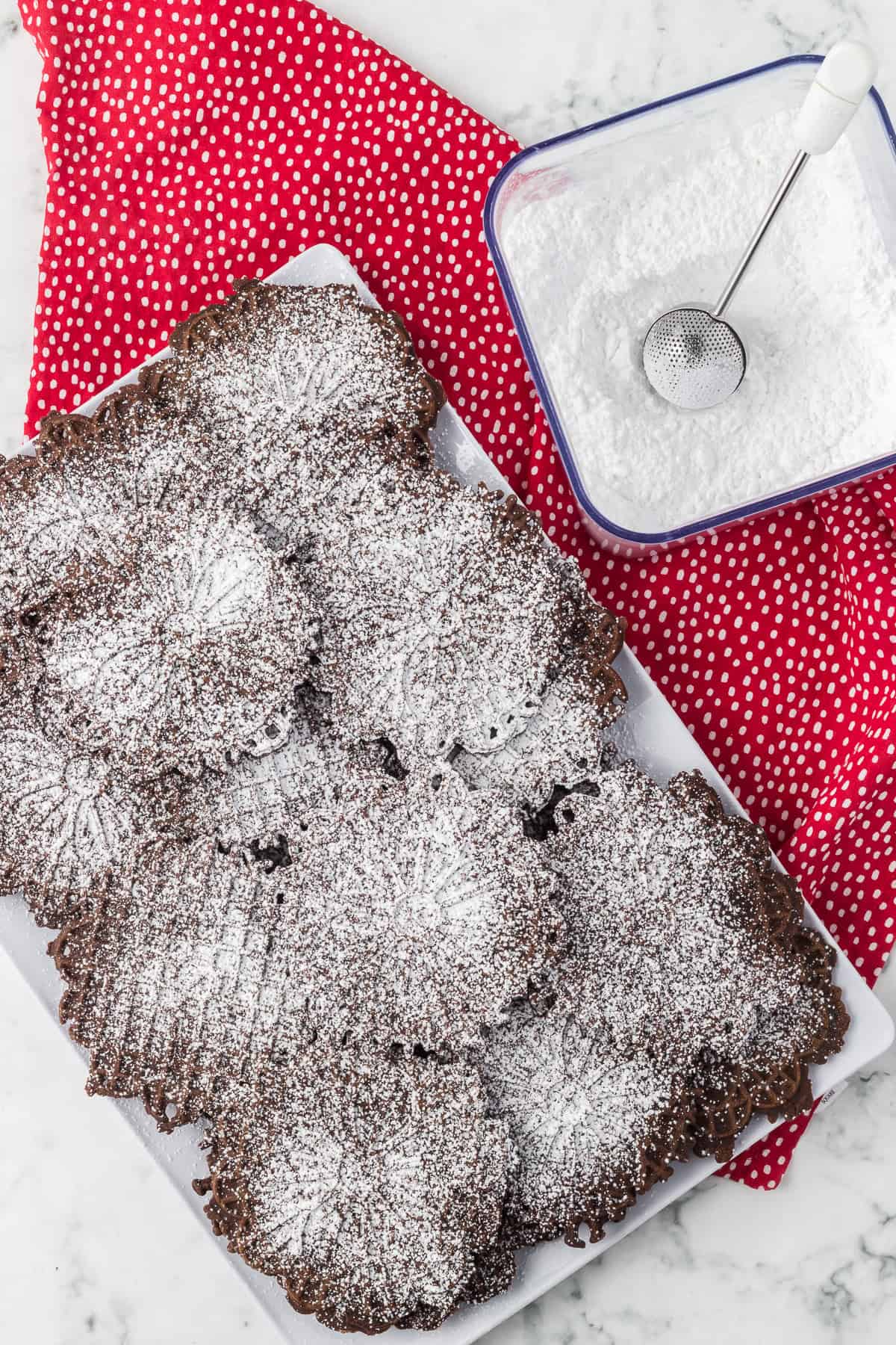 Pizzelles made with cocoa.
