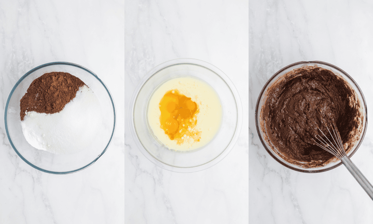 First set of process photos for Buttermilk Chocolate Cake.