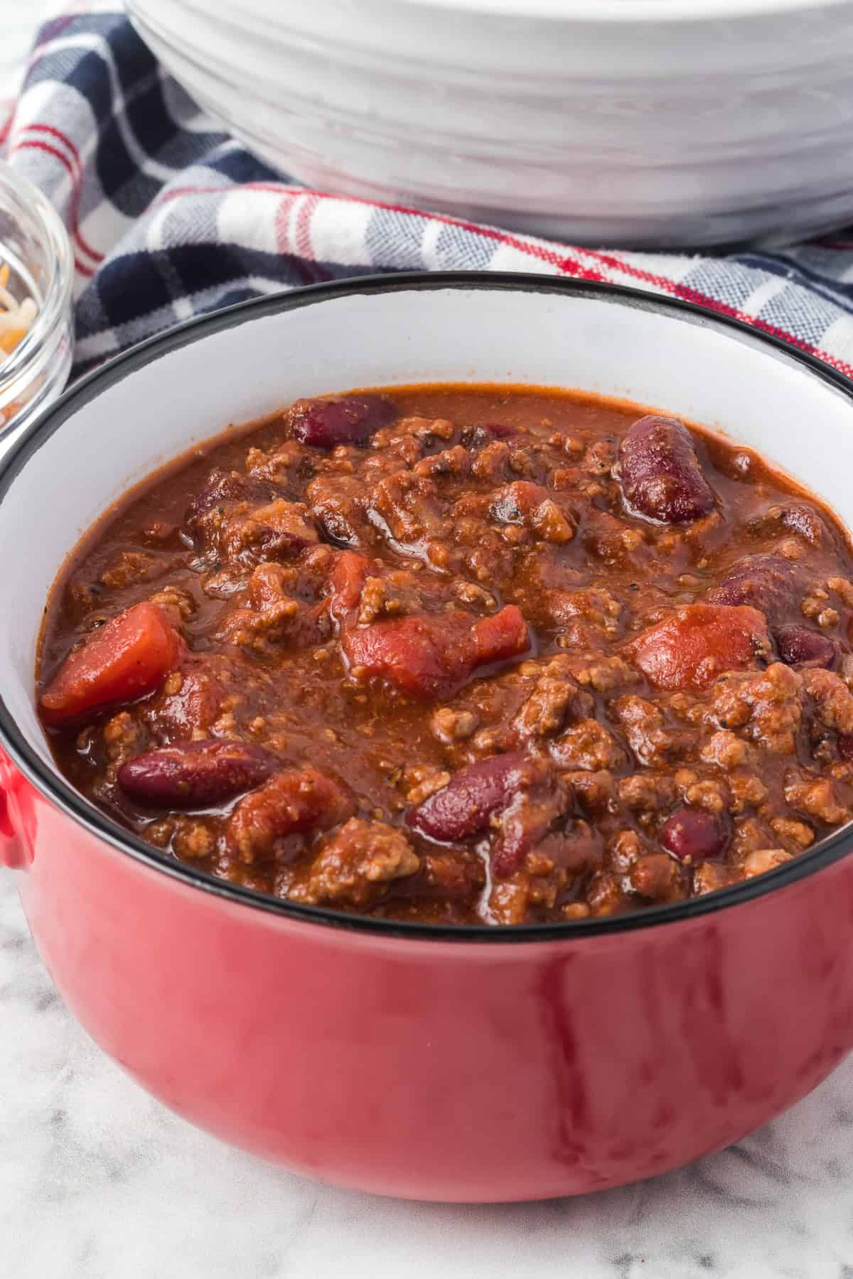 Spices, cocoa powder, ground been and kidney beans for a hearty comfort food.