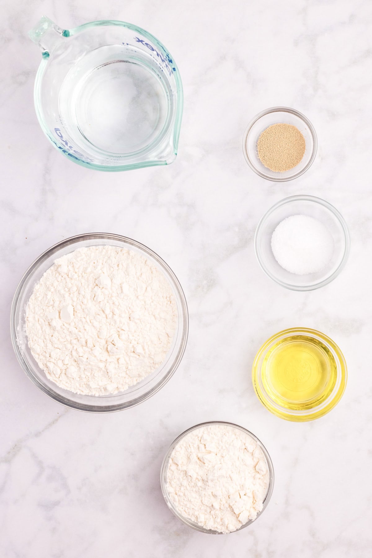 Ingredients for making Ciabatta.