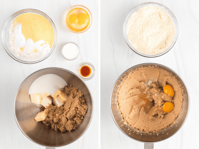 Process photos for making the cookie dough.