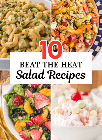A collage of 4 photos for a summer recipe collection.