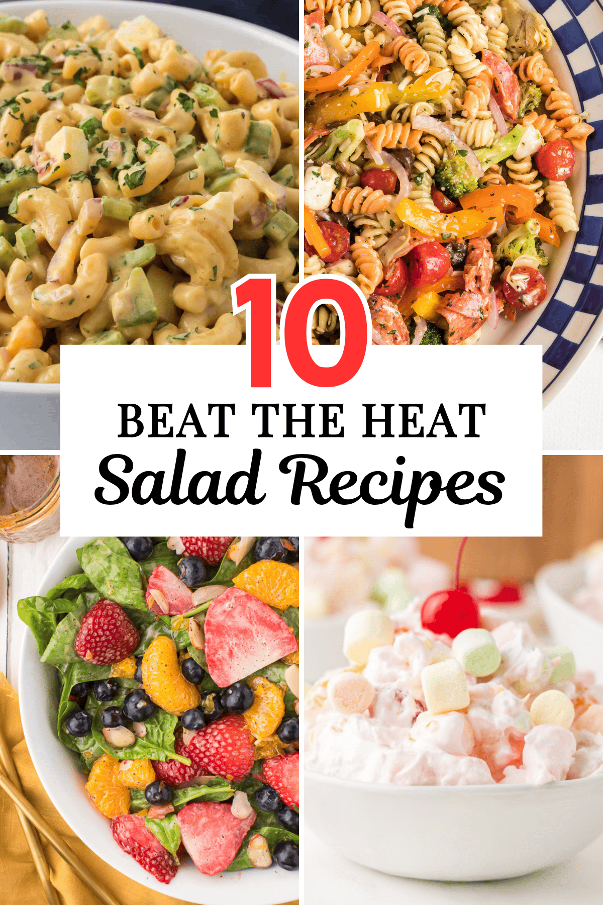 A collage of 4 photos for a summer recipe collection.