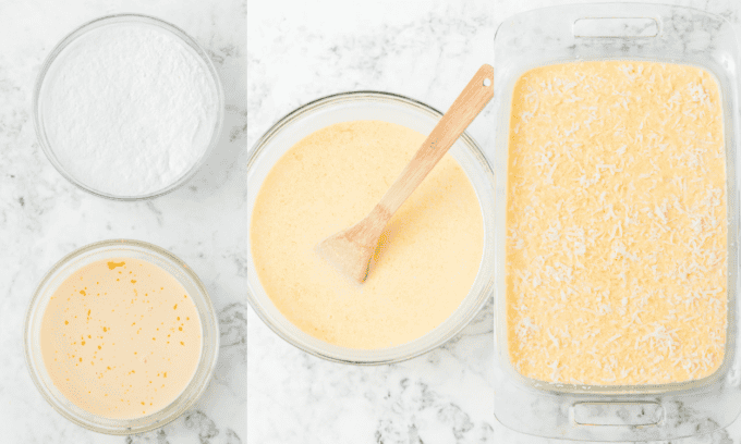 Process photos for making Hawaiian Butter Mochi.