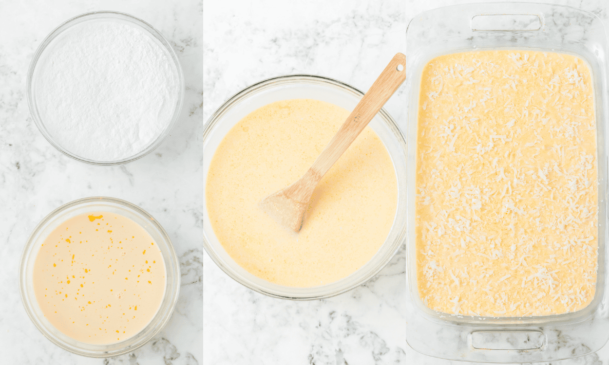 Process photos for making Hawaiian Butter Mochi.