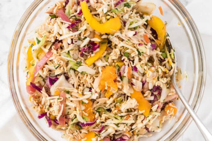 A bowl of Chinese Chicken Salad.