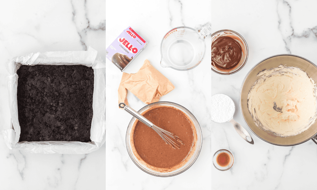 First set of process photos for Death By Chocolate Dream Bars.