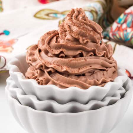 A small dish of Stabilized Chocolate Whipped Cream.