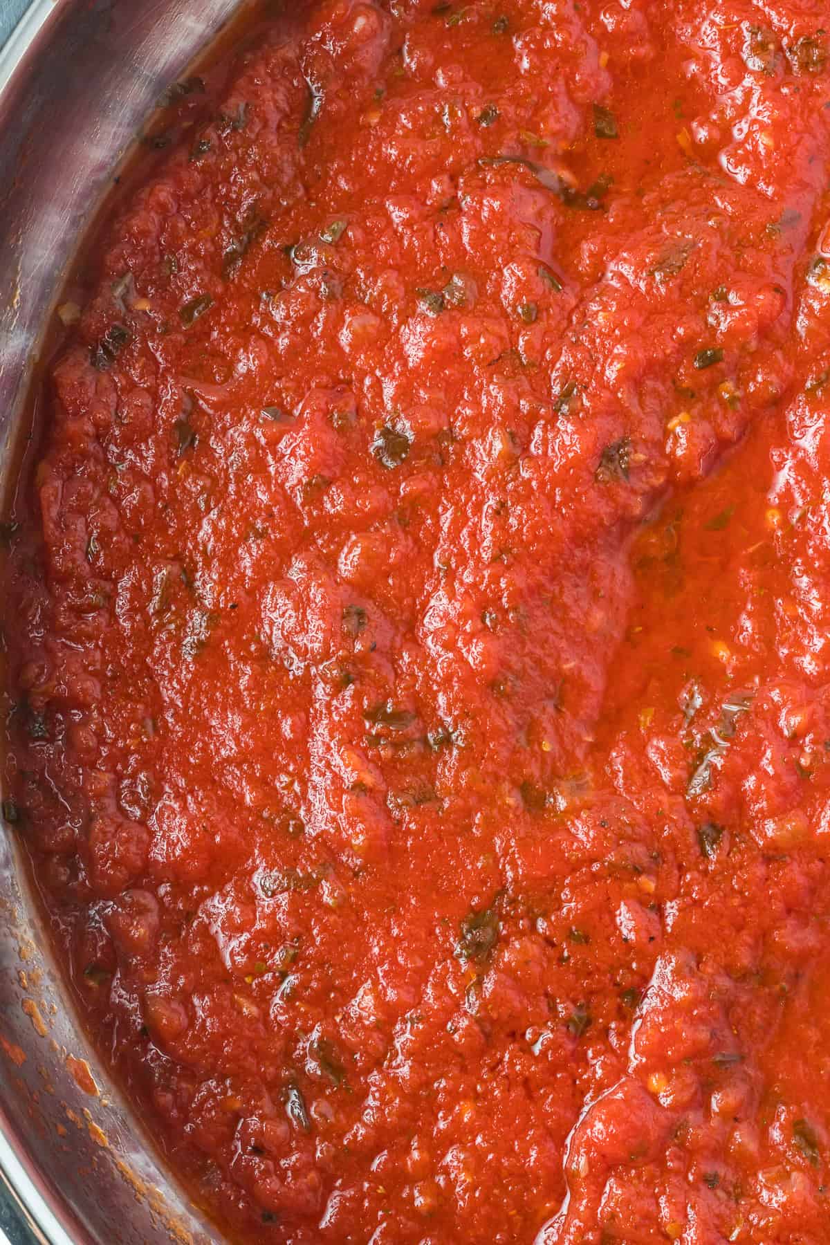 A pan of Easy Marinara Sauce.