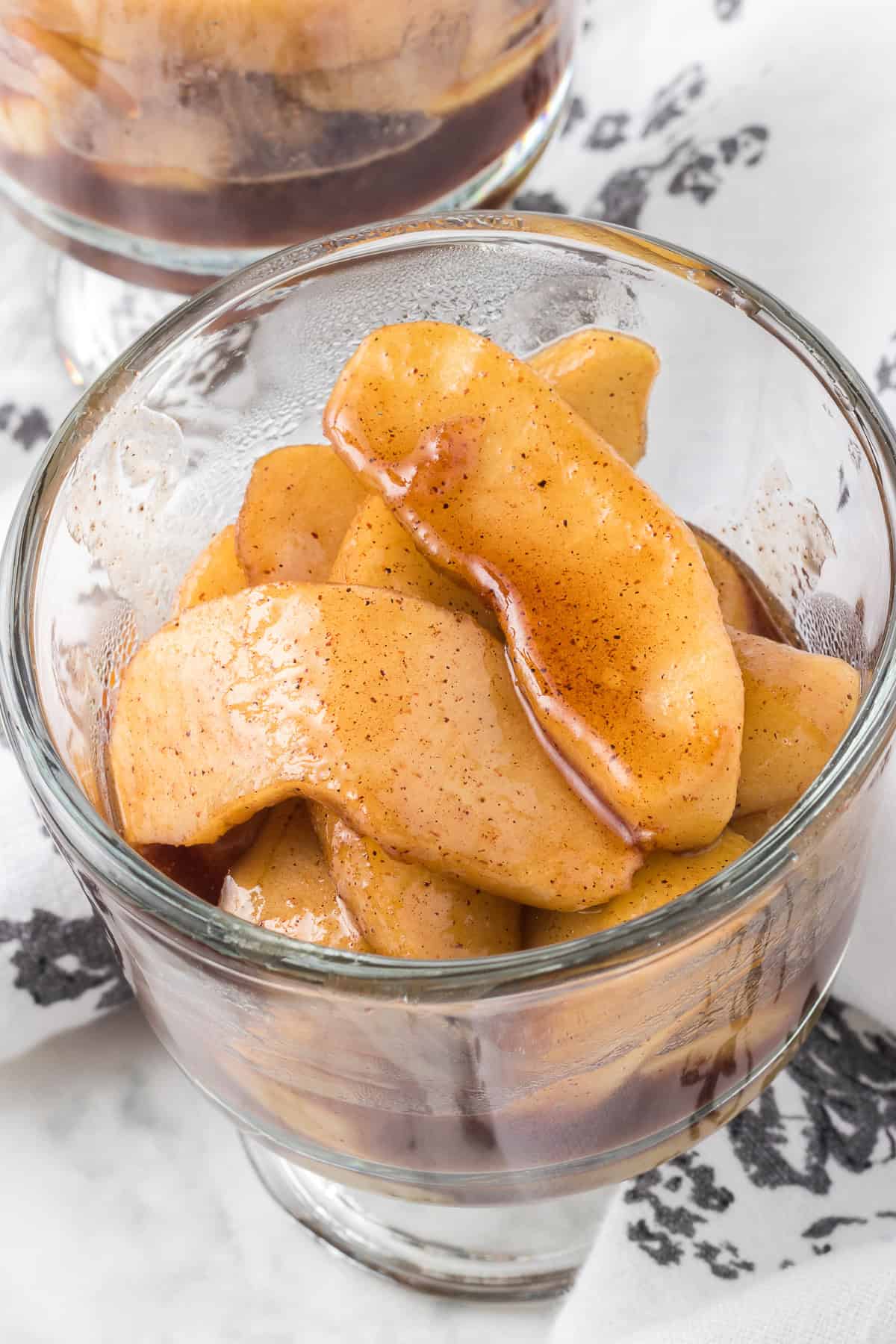 Cinnamon apple slices fresh from the stovetop.