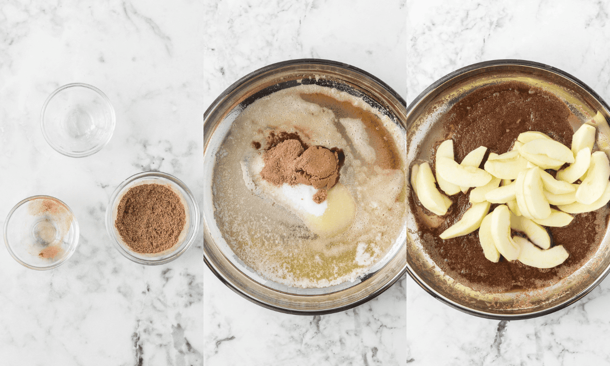 Process photos showing how to make Fried Apples.