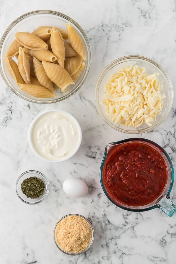 Ingredients for ricotta stuffed shells