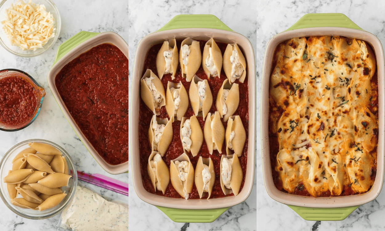Process photos for Stuffed Shells with Ricotta.